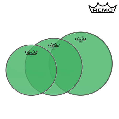 레모 엠퍼러 컬러톤 그린 퓨전 드럼헤드 패키지 / 탐탐헤드 패키지 / 10&quot;+12&quot;+14&quot; / REMO Emperor Colortone Green Fusion Drumhead Package